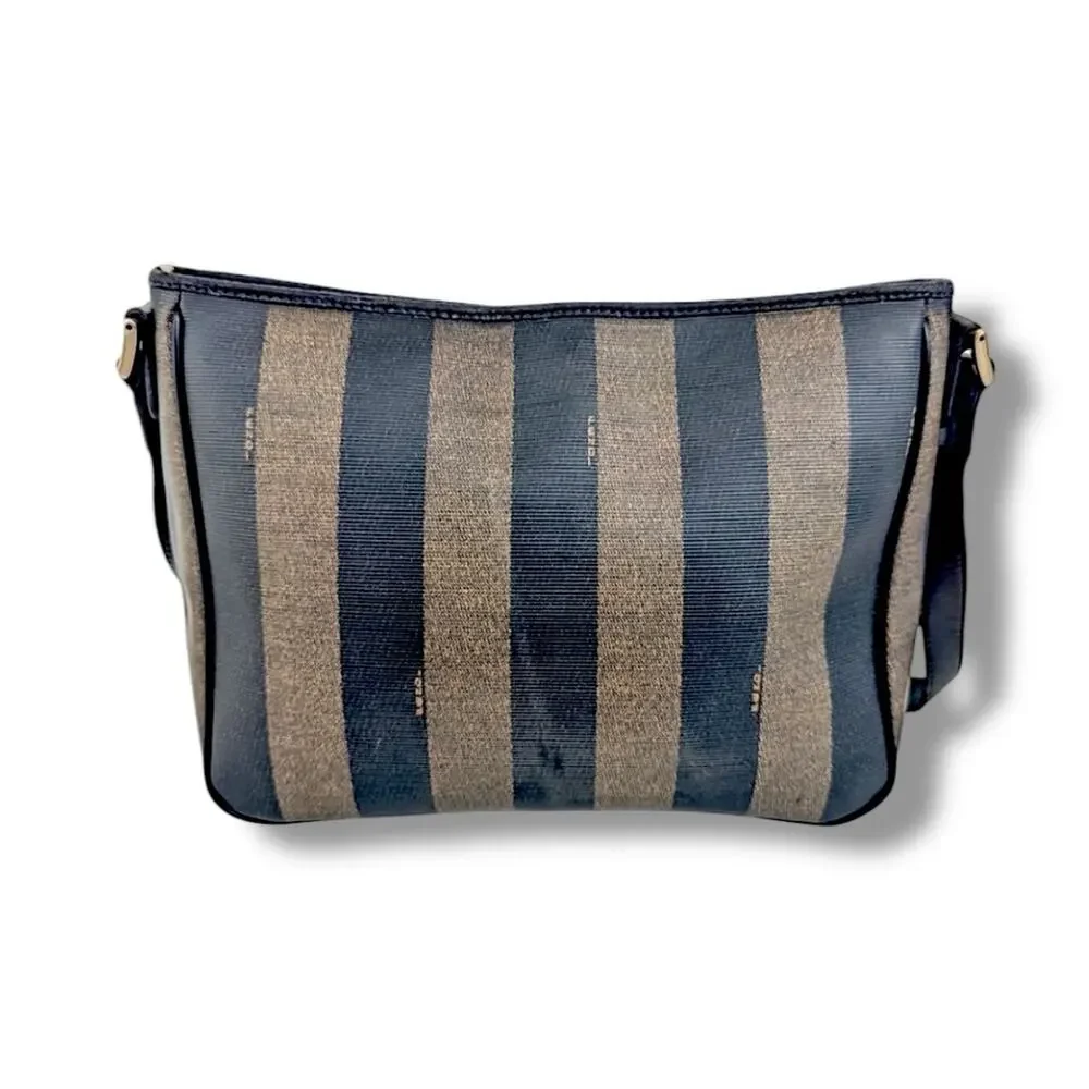 FENDI Black and Taupe Striped Crossbody or Shoulder Bag VTG